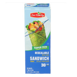 Resealable Sandwich Bags 12/30ct