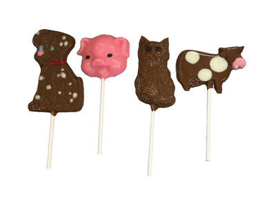 Farm Animal Chocolate Lollipops 24/4ct