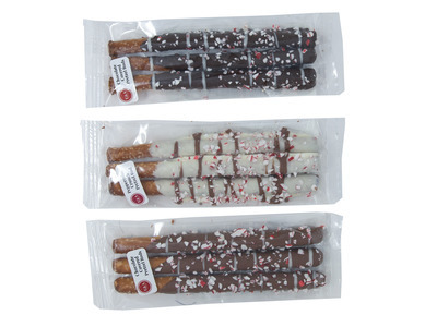 Assorted Chocolate Covered Peppermint Pretzel Rods 24/3ct