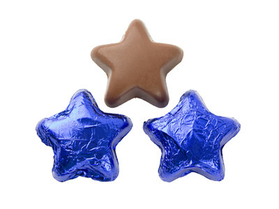 Milk Chocolate Blue Foiled Stars 10lb