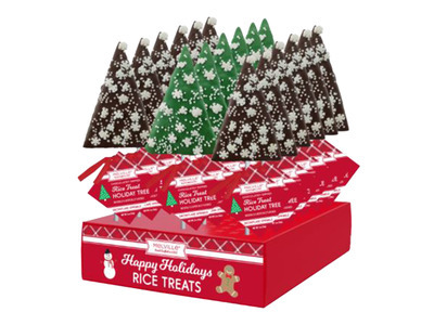 Chocolate Covered Rice Krispie Treat Tree with Snowflake Confetti 18ct