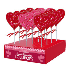 Assorted Confetti Heart Lollipops 24ct