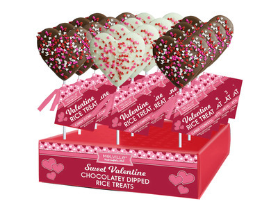 Chocolate Dipped Rice Krispie Confetti Heart Pops 18ct