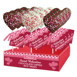 Chocolate Dipped Rice Krispie Confetti Heart Pops 18ct