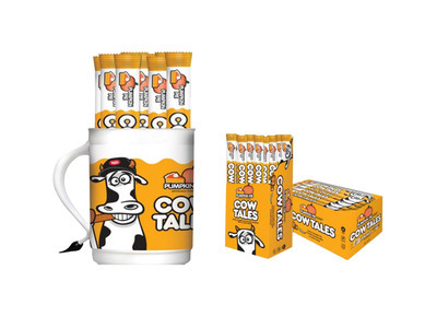 100ct Pumpkin Pie Cow Tales and Display Tumbler Combo 1ct