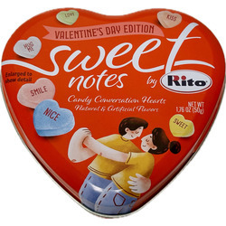 Sweet Notes Candy Confectionery Hearts Tin 12/1.76oz