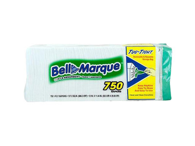 1-Ply White Napkins 8/750ct