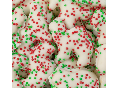 Yogurt Covered Animal Crackers with Red & Green Nonpareils 15lb