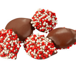 Milk Chocolate Mini Nonpareils with Red & White Seeds 8lb