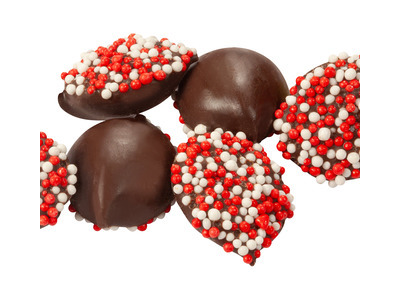 Dark Chocolate Mini Nonpareils with Red & White Seeds 8lb