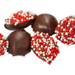 Dark Chocolate Mini Nonpareils with Red & White Seeds 8lb