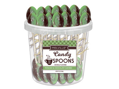 Pistachio & Chocolate Candy Spoons Tub 1/50ct
