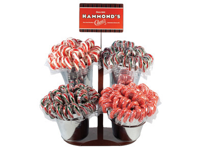 Countertop Candy Cane Display Rack & Pails 1ct