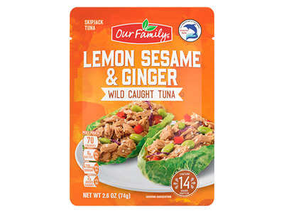 Lemon Sesame & Ginger Wild Caught Tuna, Pouch 24/2.6oz